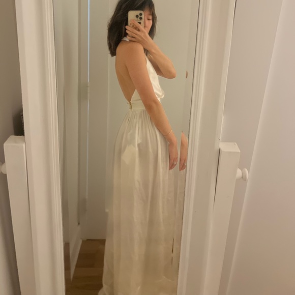 NWT Balmain silk halter backless white maxi dress - Picture 3 of 13